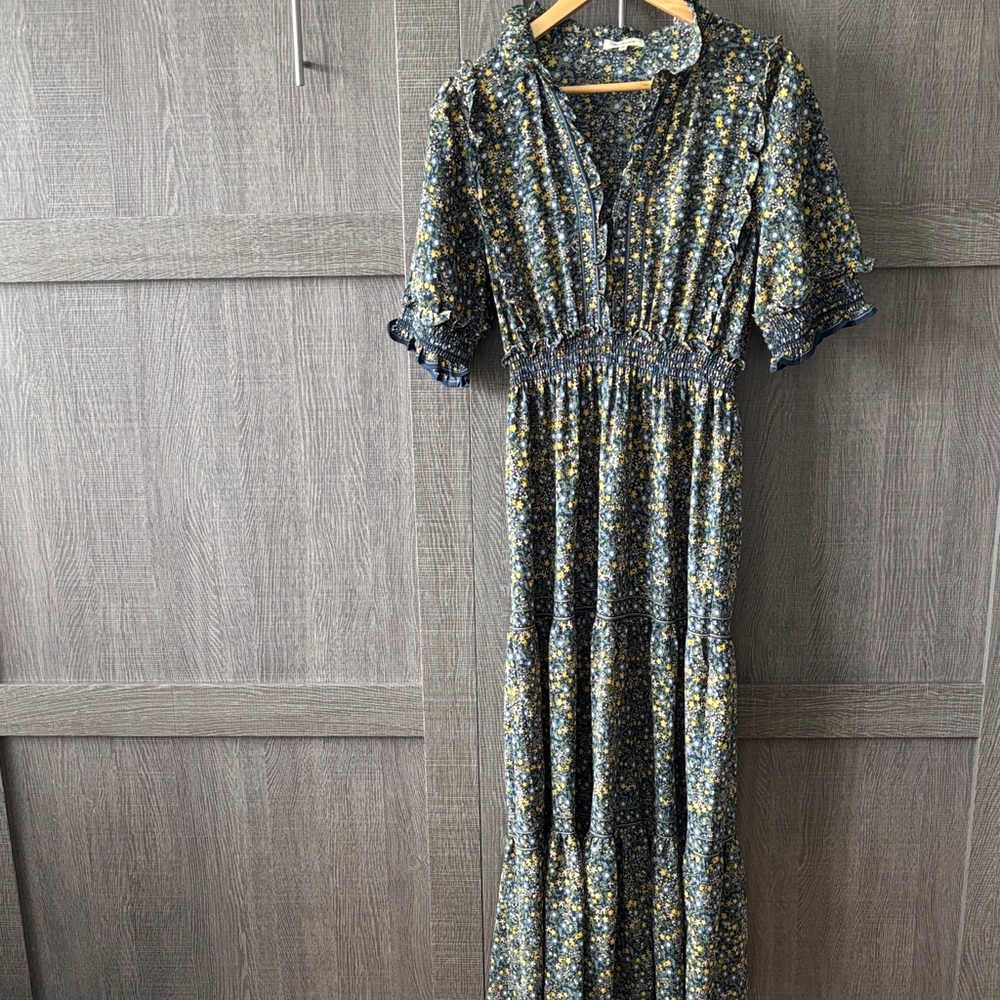Max Studio Blue and Yellow Floral Maxi Dress
